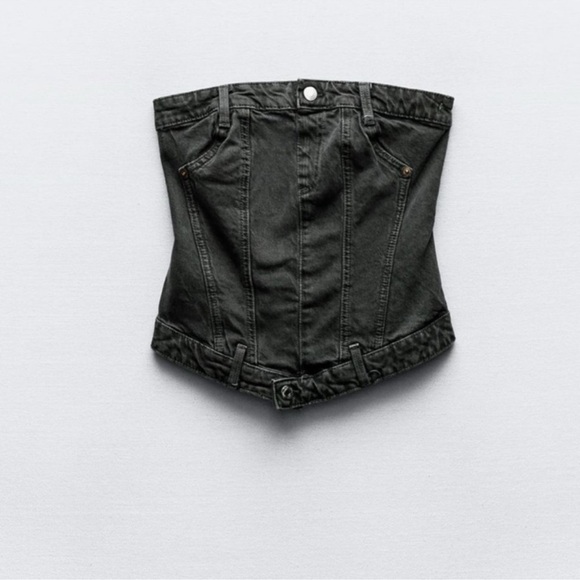 Zara Tops - ZARA TRF Corset Style Denim Top Size XXL NWT